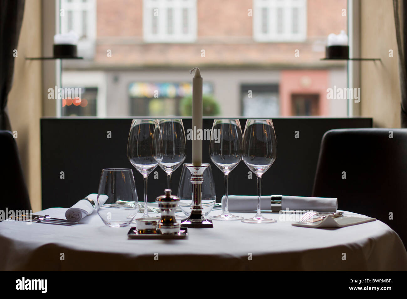 Details of the Dining Room at Restaurant Formel B, in Copenhagen, Denmark. Stock Photo