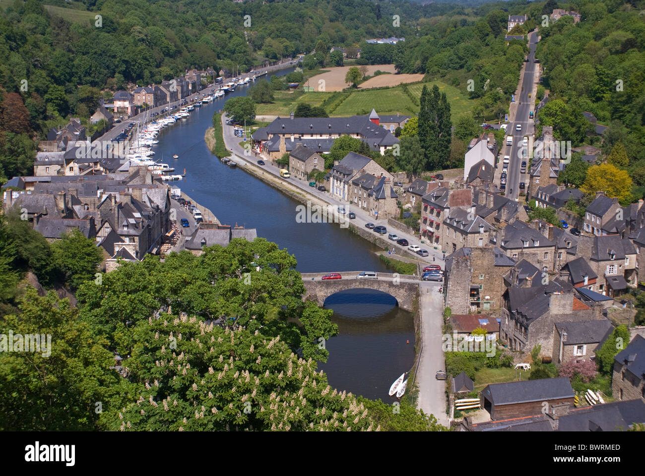 Old town of dinan with the river rance hi-res stock photography and ...