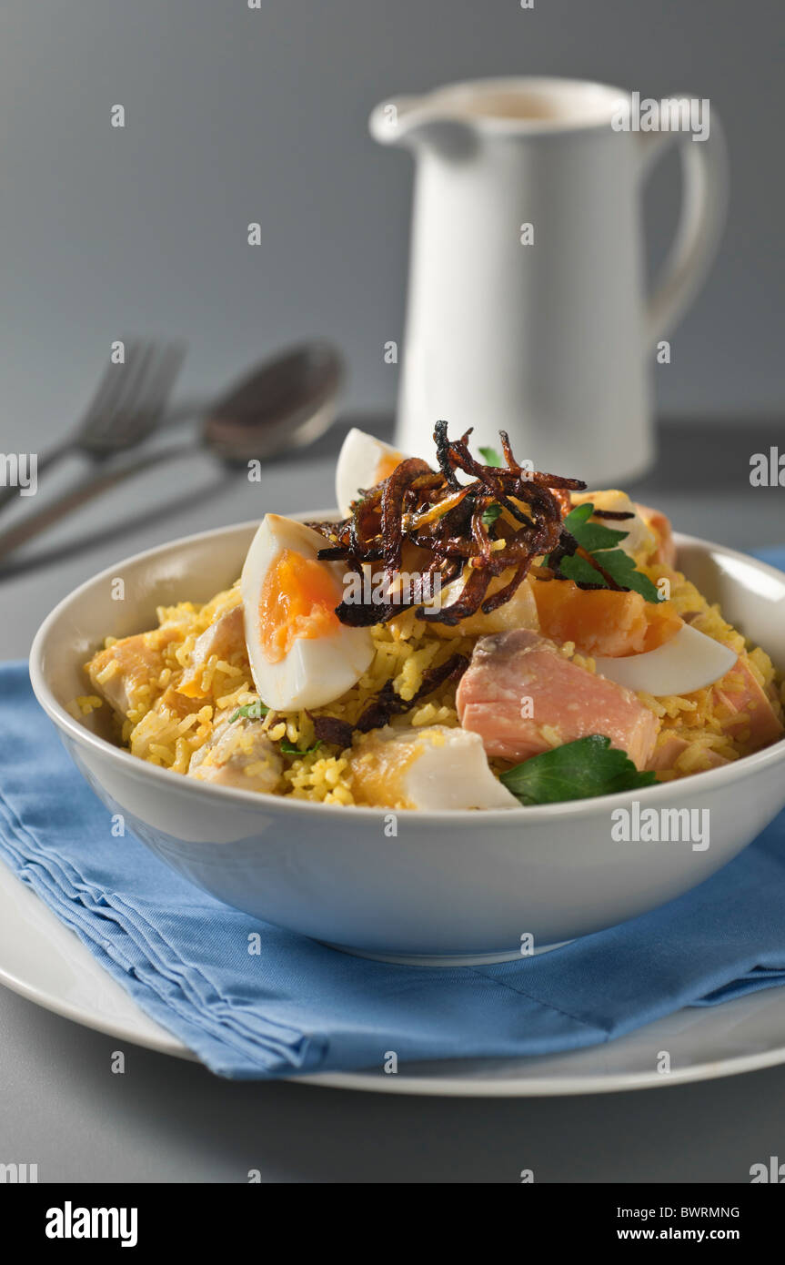 Kedgeree. Anglo-Indian fish and rice dish Stock Photo - Alamy