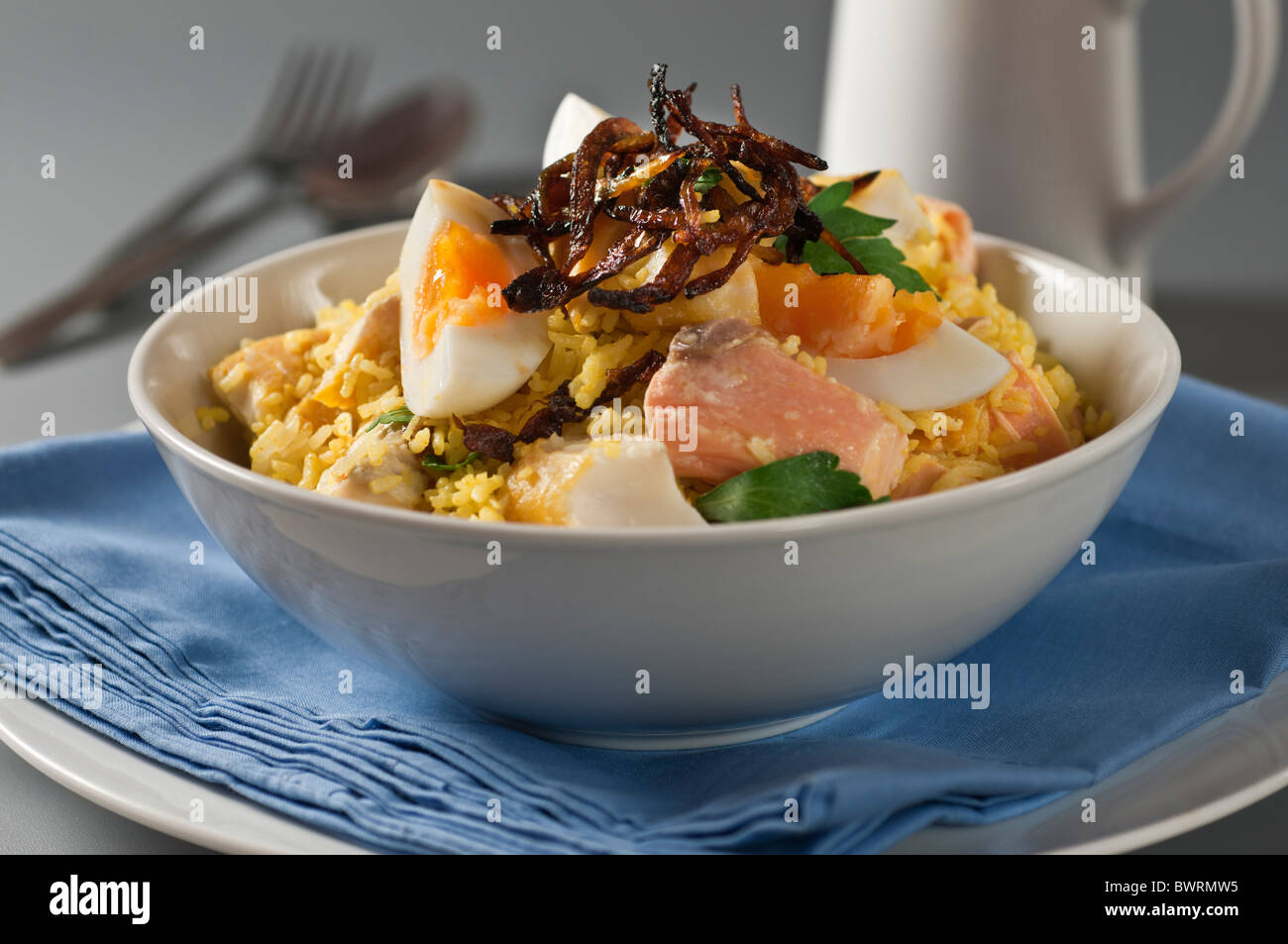 Kedgeree. AngloIndian fish and rice dish Stock Photo Alamy
