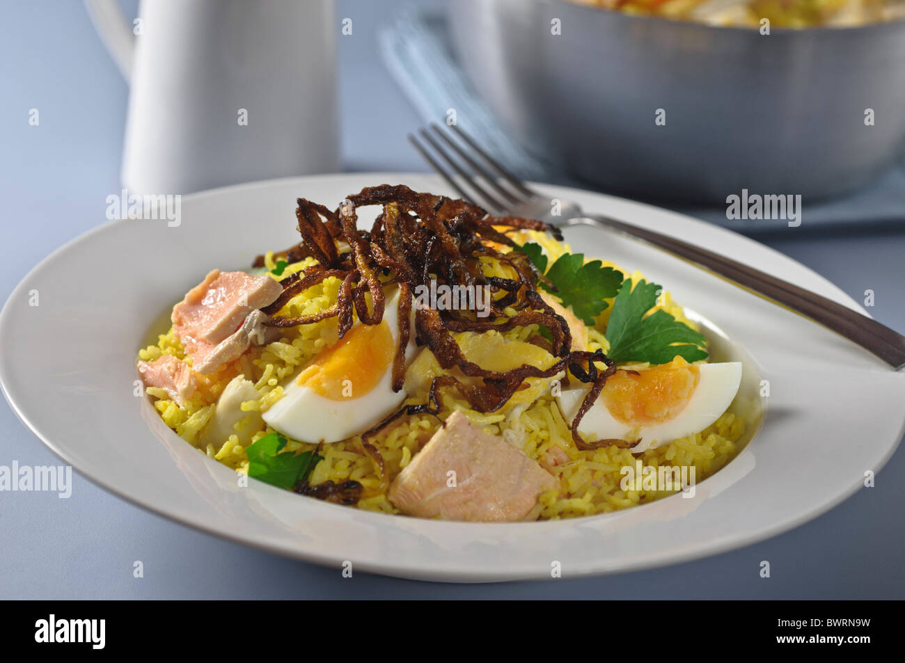 Kedgeree. AngloIndian fish and rice dish Stock Photo Alamy