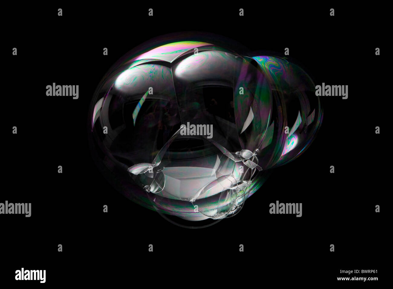 Soap bubble in front of black Stock Photo
