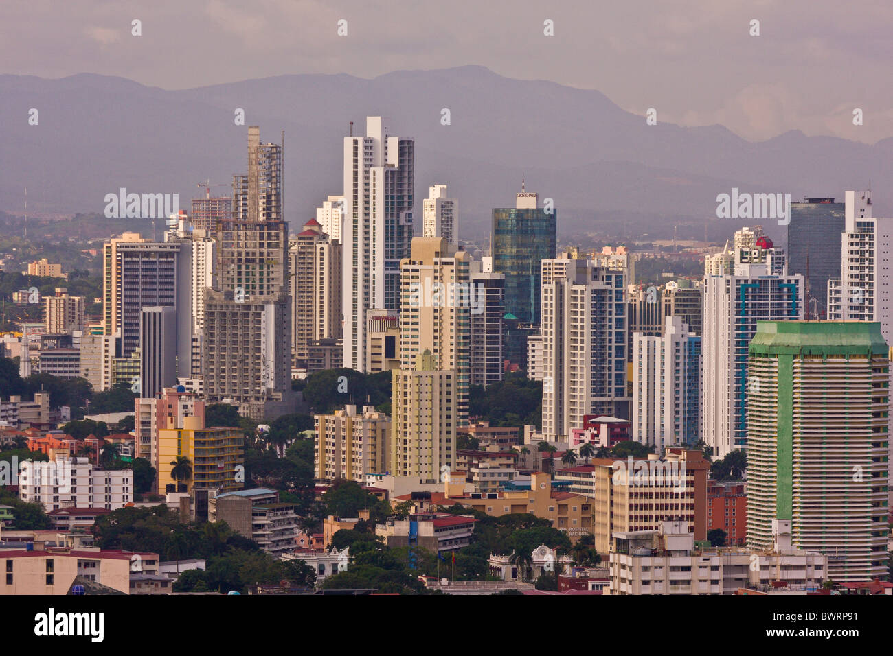 PANAMA CITY, PANAMA - skyline, downtown Panama City, Marbella and Bella Vista neighborhoods. Stock Photo