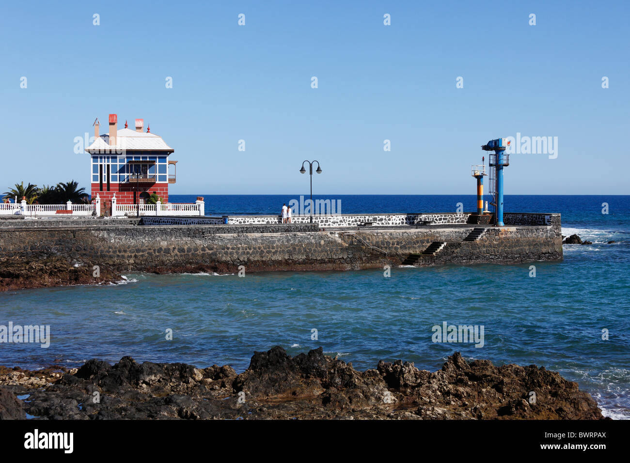 Blue House, Arrieta, Lanzarote, Canary Islands, Spain, Europe Stock Photo