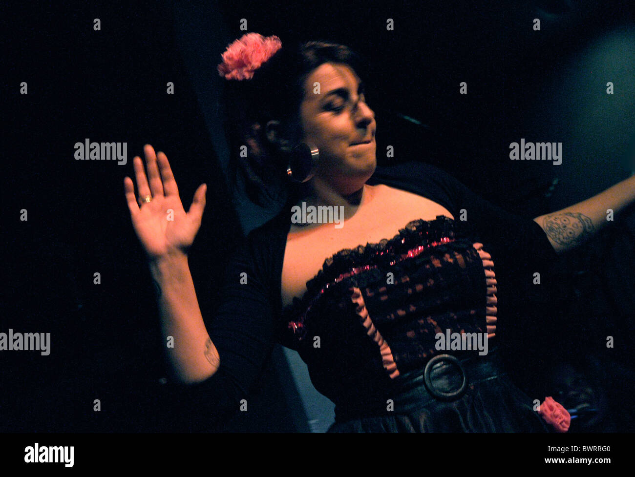 SPAINISH SINGER AMPARO OCHOA PLAYING IN SEVILLE Stock Photo