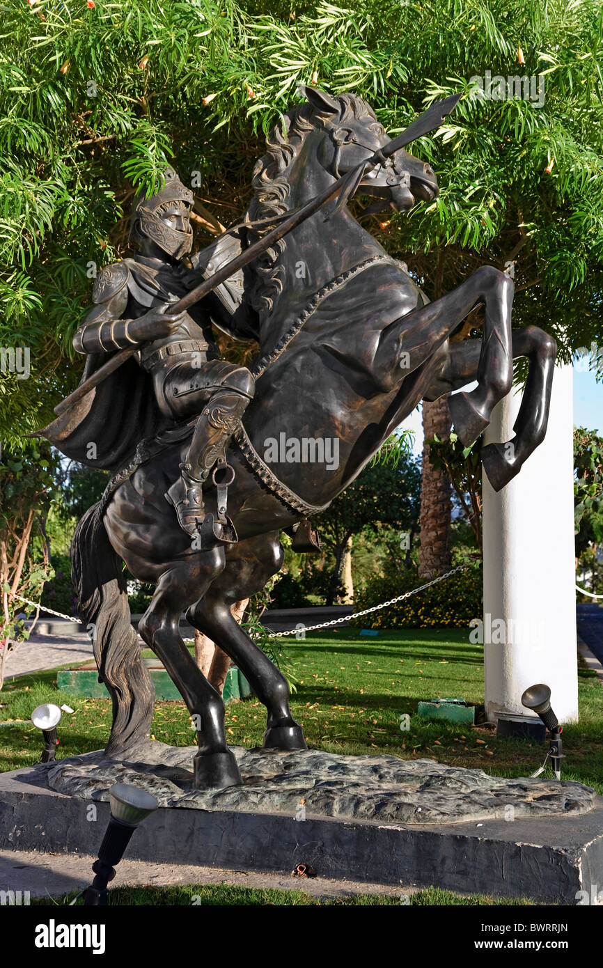 Bronze sculpture of a knight in a tourist resort, Sharm el Sheikh, Egypt, Africa Stock Photo