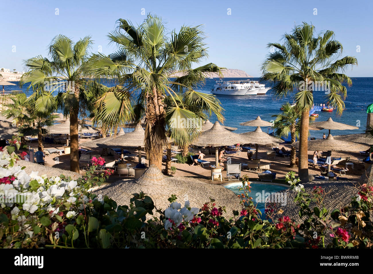 Beach facilities of the Savoy hotel, Sharm el Sheikh, Egypt, Africa Stock Photo