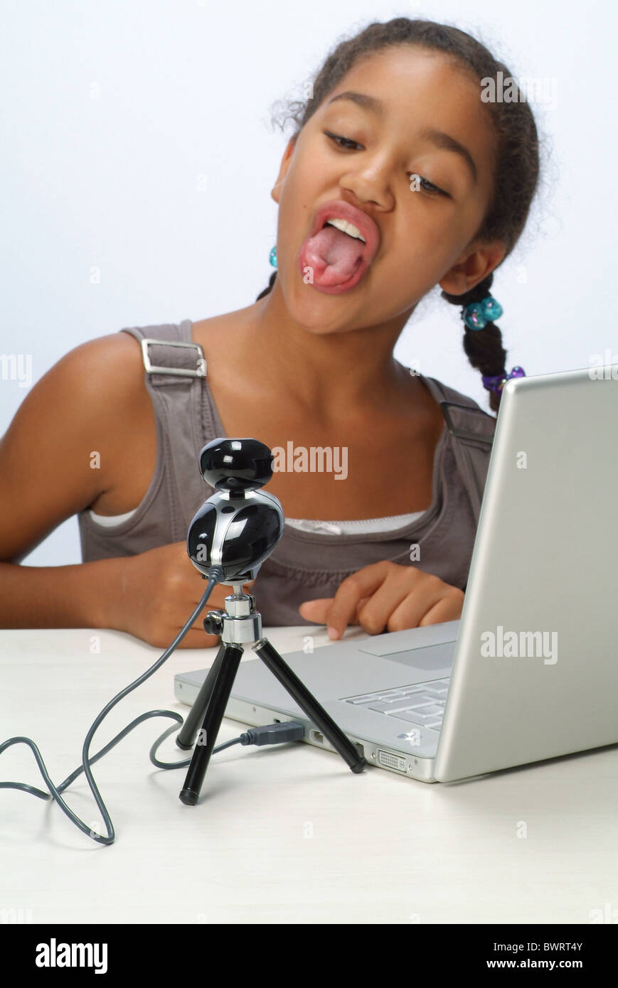 Portrait of a girl with a laptop Stock Photo - Alamy