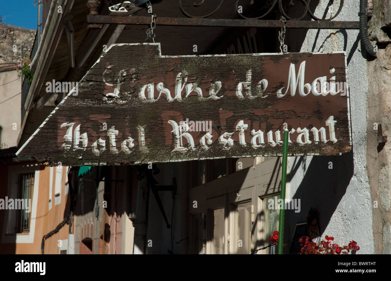 French Hotel sign,  Vaucluse, Provence, South of France Stock Photo