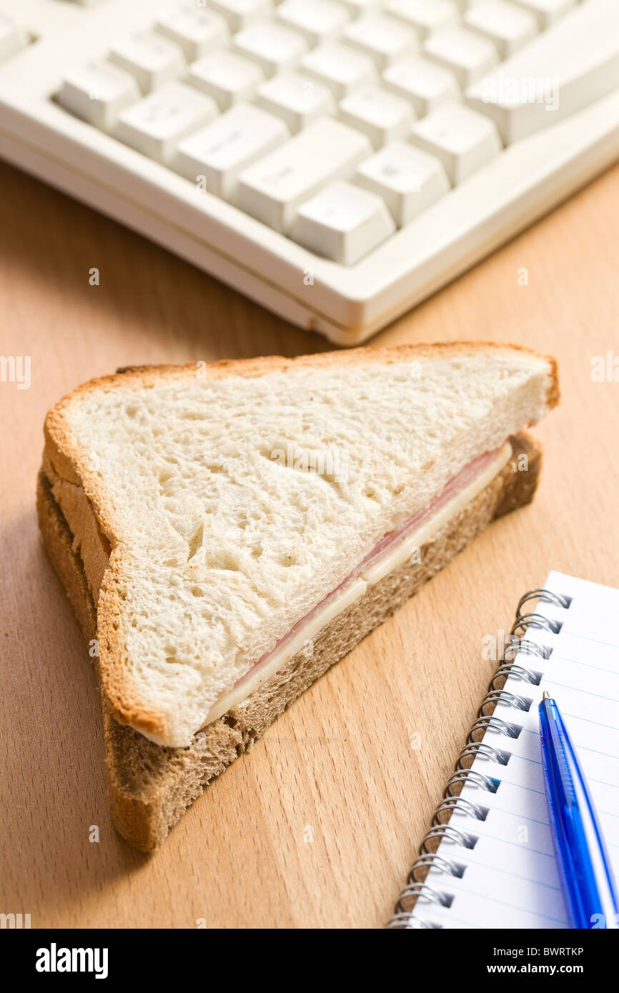 break in office . ham sandwich Stock Photo
