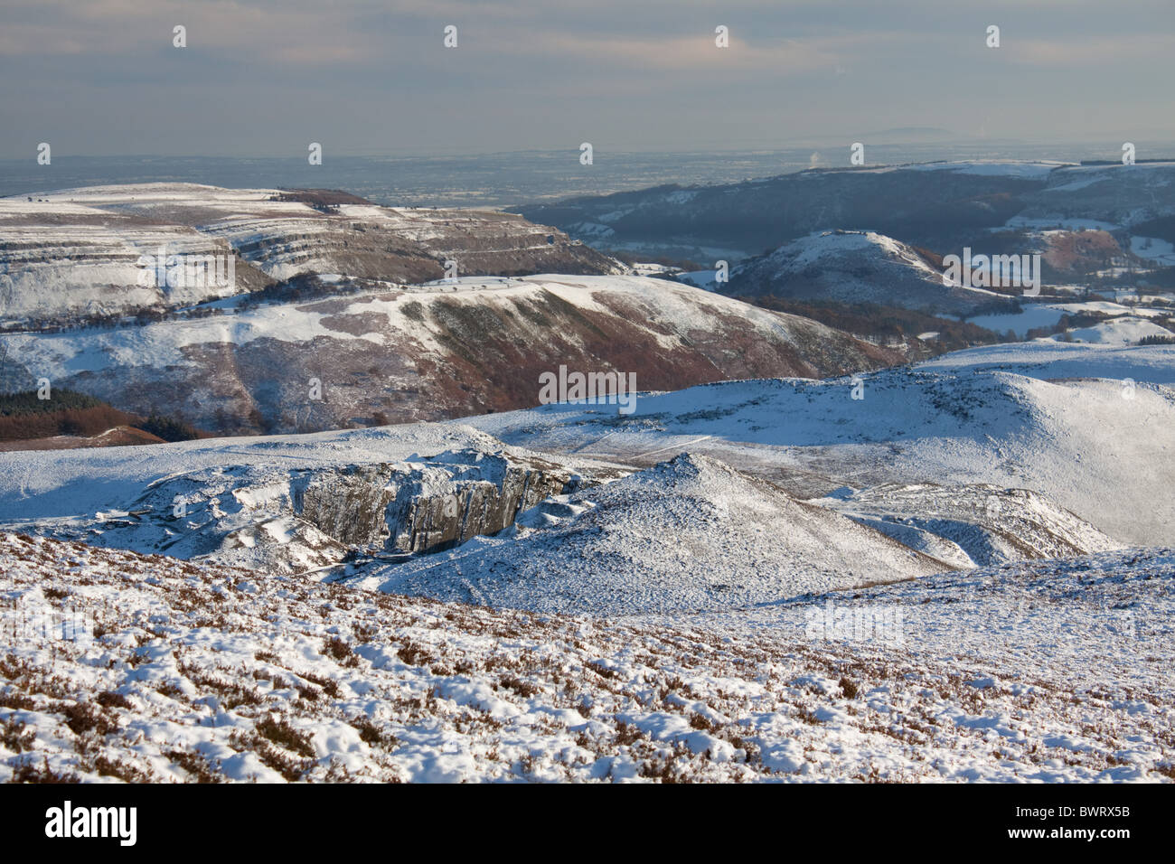 Moel Famua in the Clwydian range of hills, Wales, in winter, from the slopes of Moel y Gamelin Stock Photo