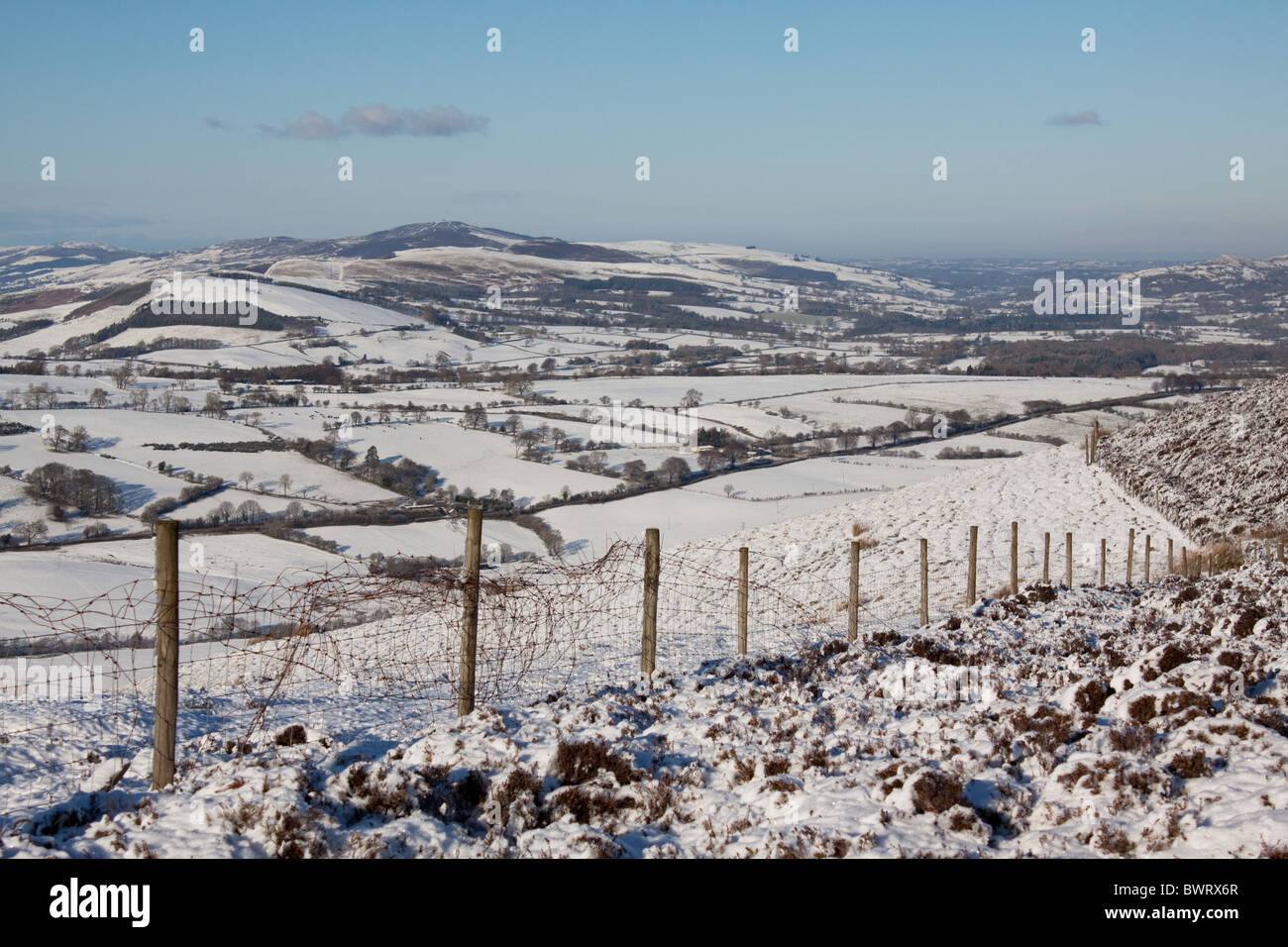 Moel Famua in the Clwydian range of hills, Wales, in winter, from the slopes of Moel y Gamelin Stock Photo