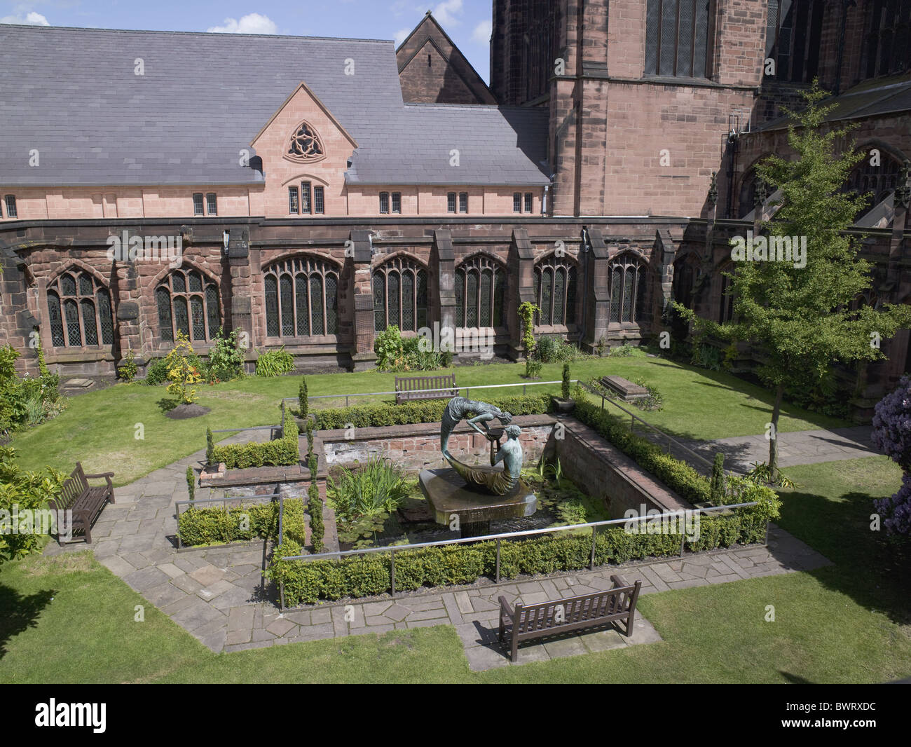 Chester Cathedral Cloister Garden Stock Photo