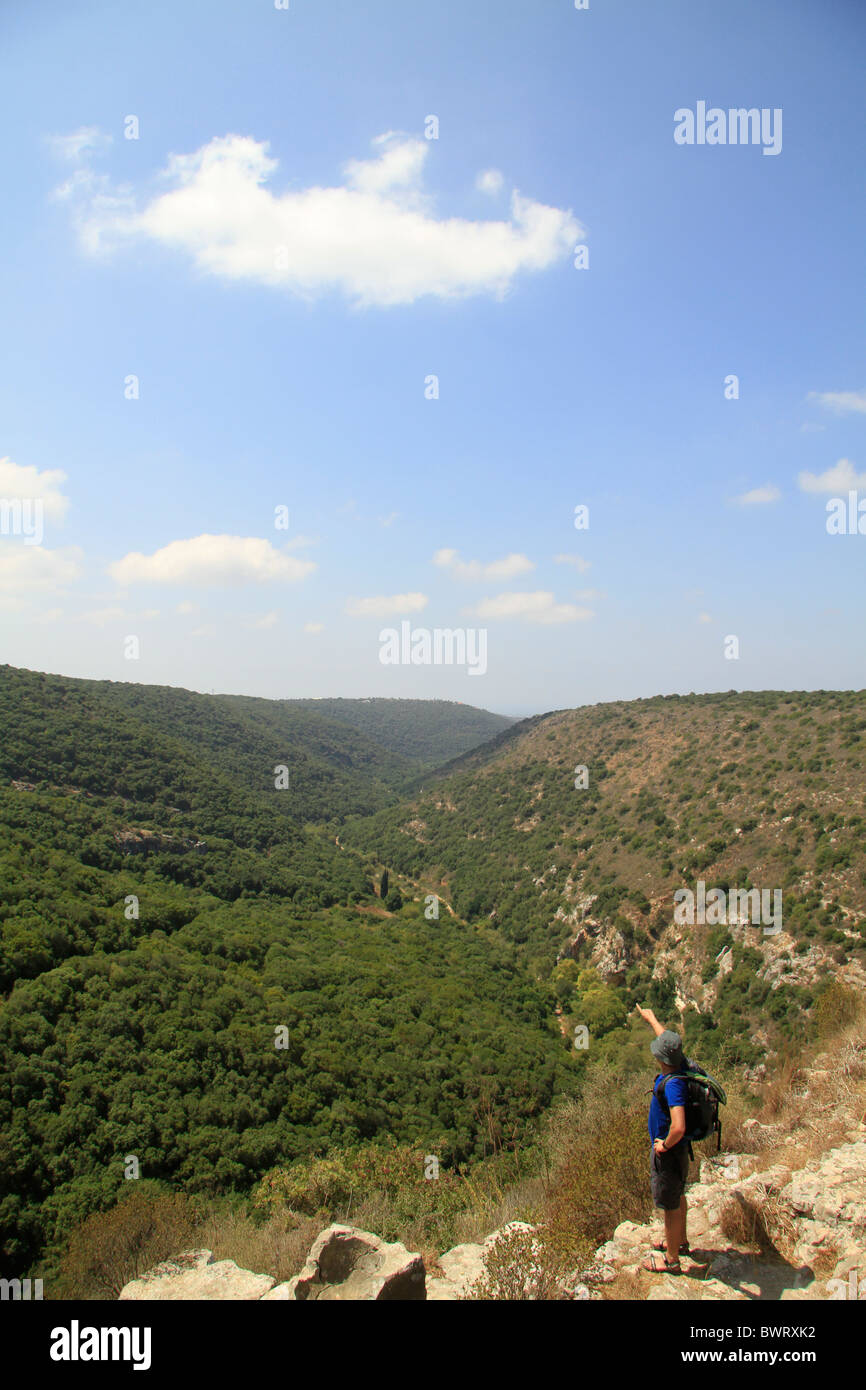 Israel, Upper Galilee, a view of Nahal Kziv from the Crusader fortress Montfort Stock Photo