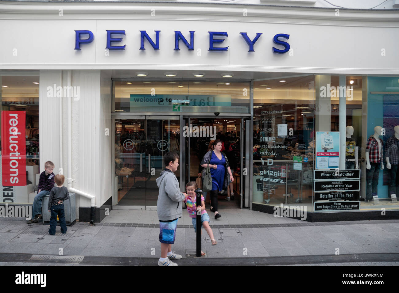 Main shop entrance to the Penneys department store on Main Street, Wexford Town, Co. Wexford, Ireland (Eire). Stock Photo