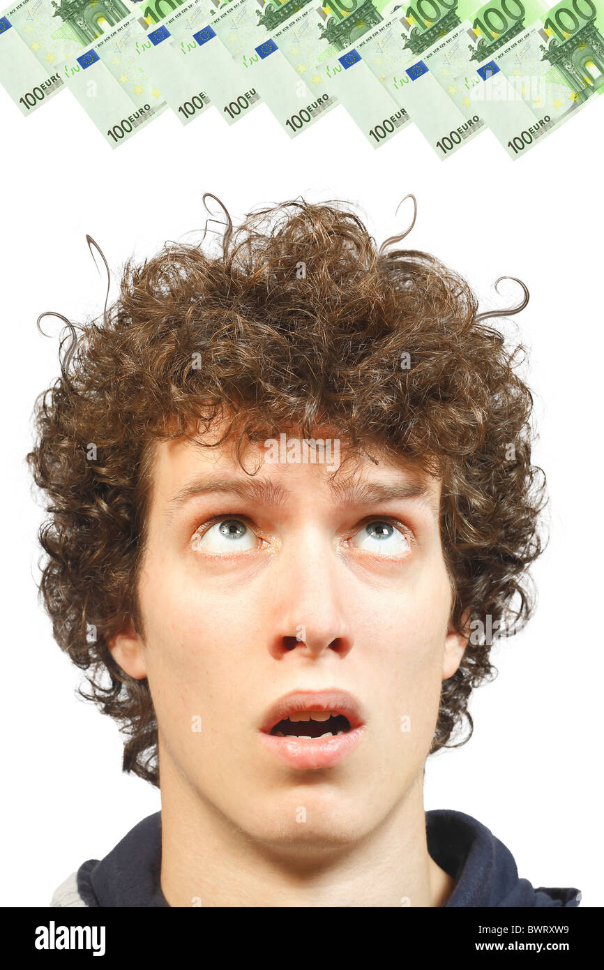a young man and money Stock Photo