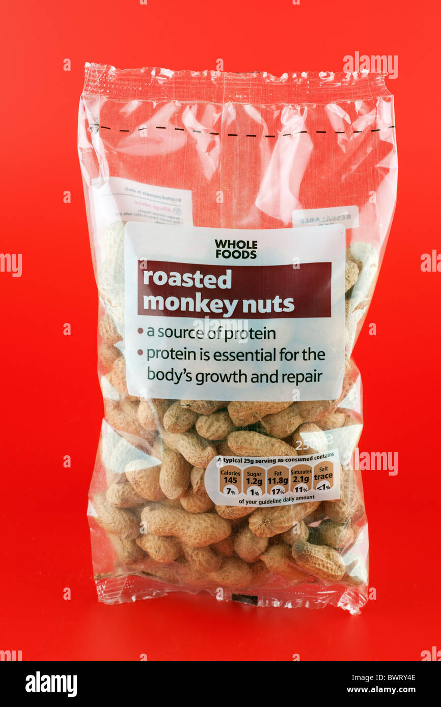 Bag of Roasted monkey nuts Stock Photo