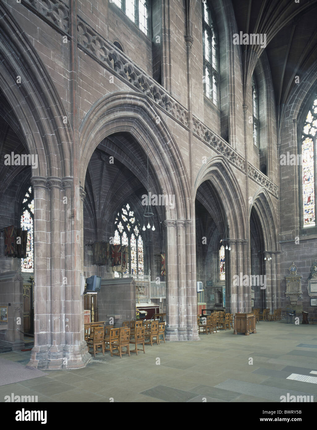 Chester Cathedral south transept arcade Stock Photo