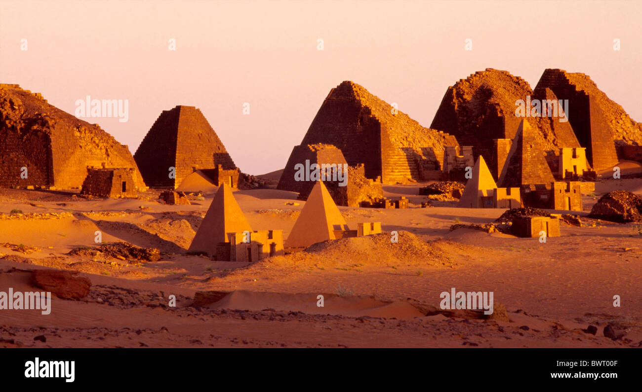 Pyramids of Meroe, Bagrawiyah, Sudan, Africa. Stock Photo