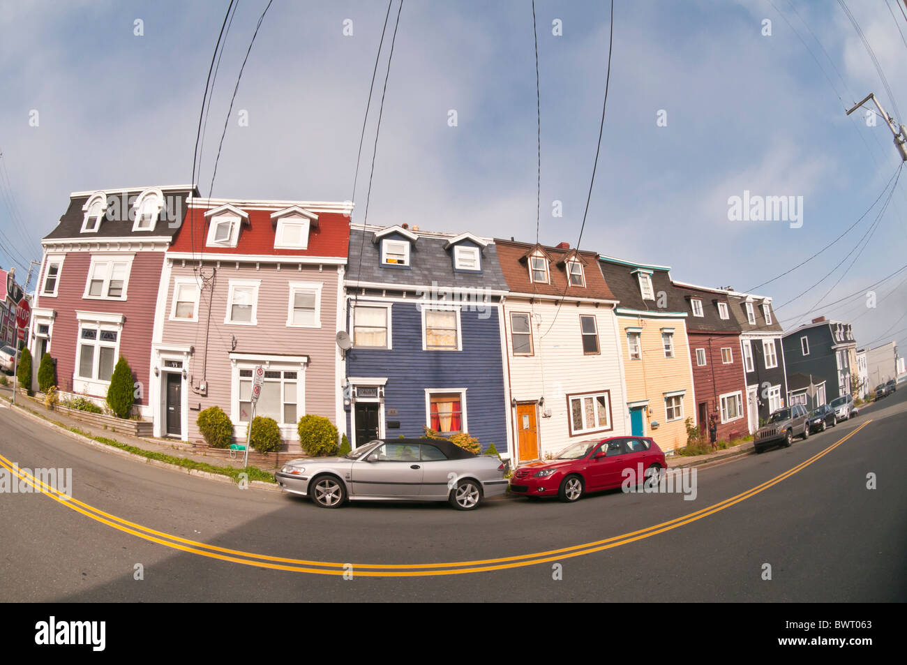 Colorful jelly bean row houses, Cochrane Street, St. John's