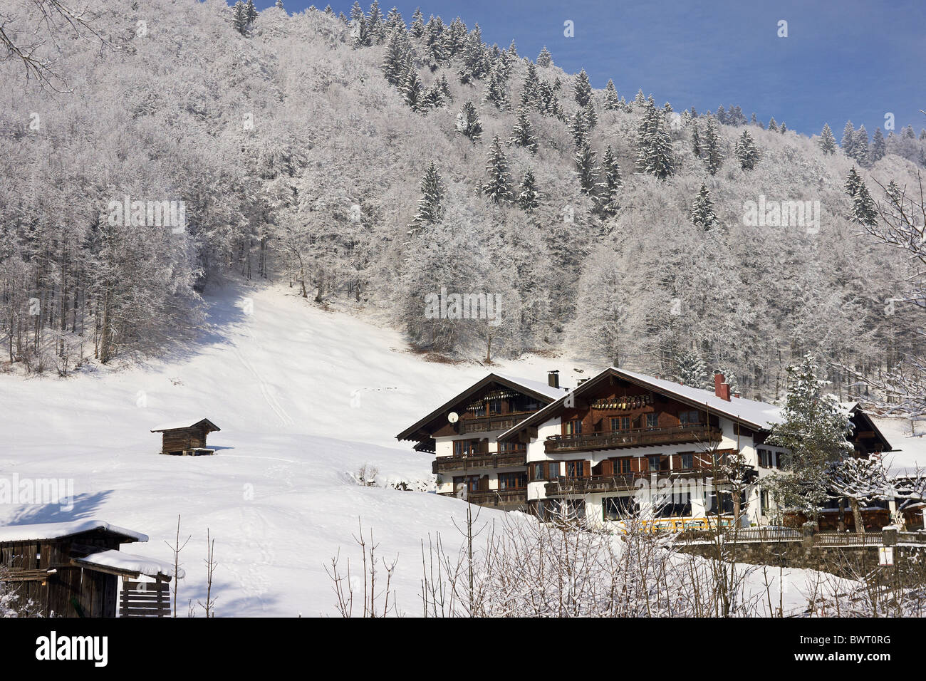 Winter landscape in the Allgaeu Alps Stock Photo