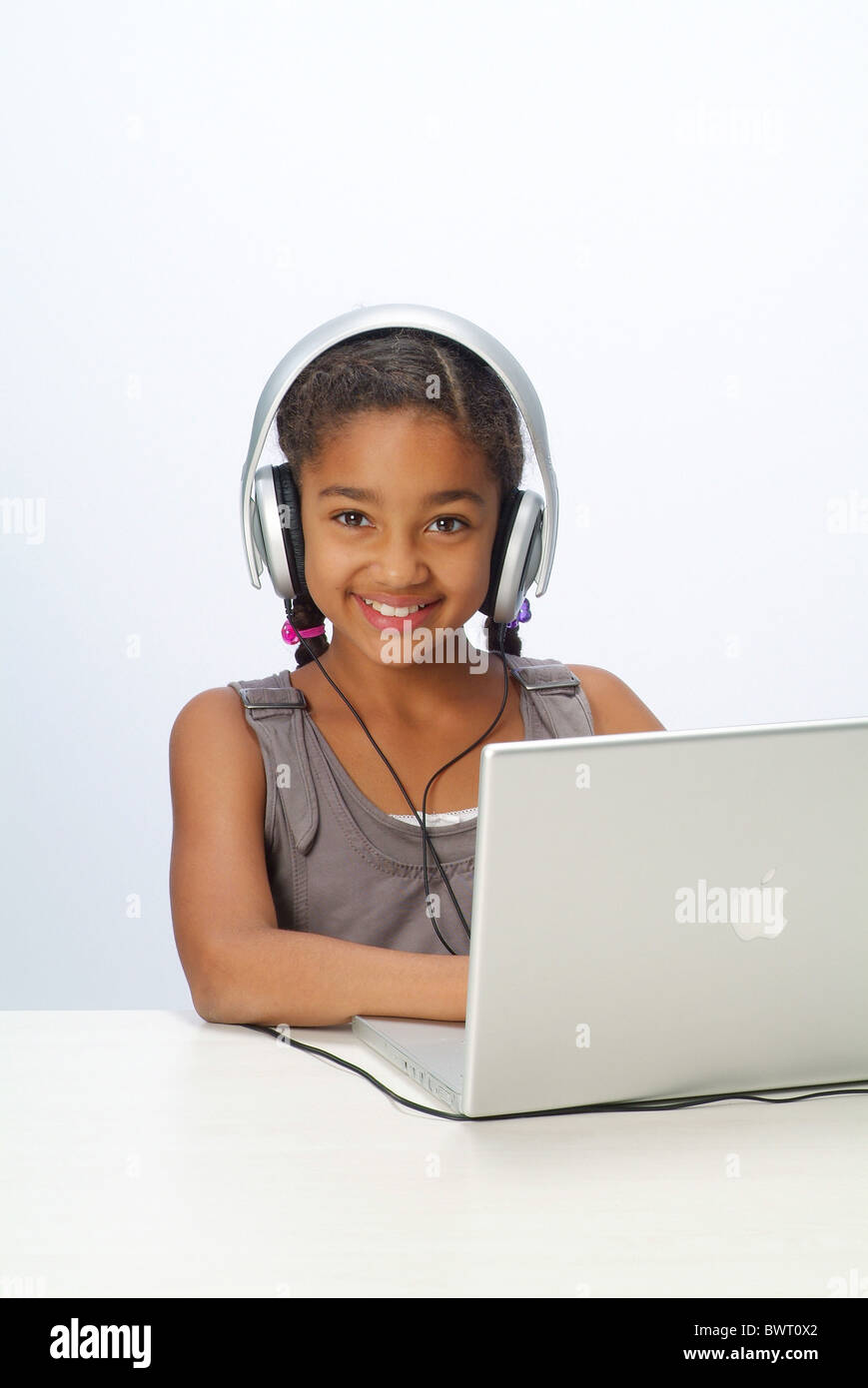 Portrait of a girl with a laptop Stock Photo - Alamy