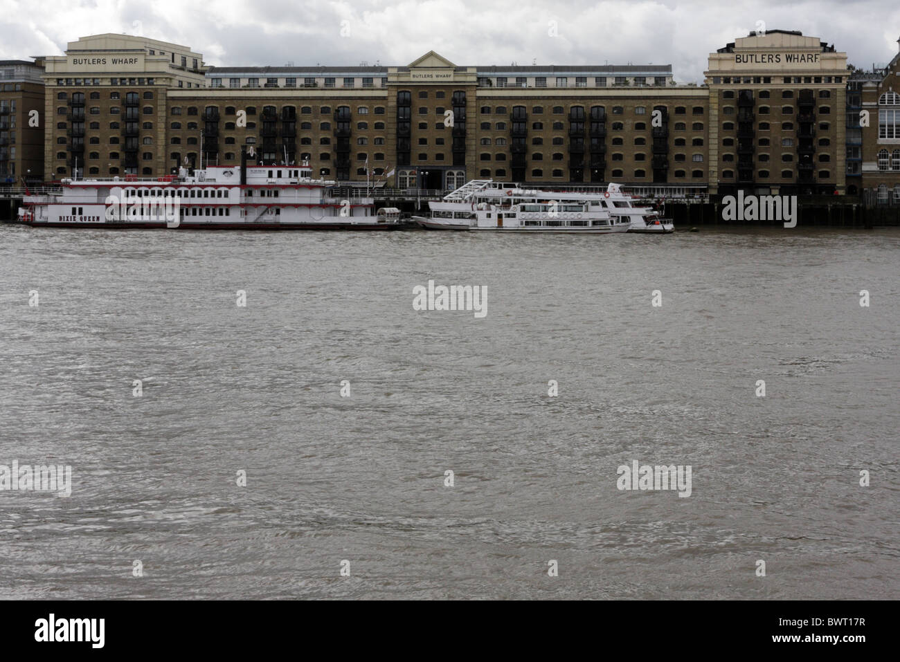 River view of butlers Wharf in London. Stock Photo