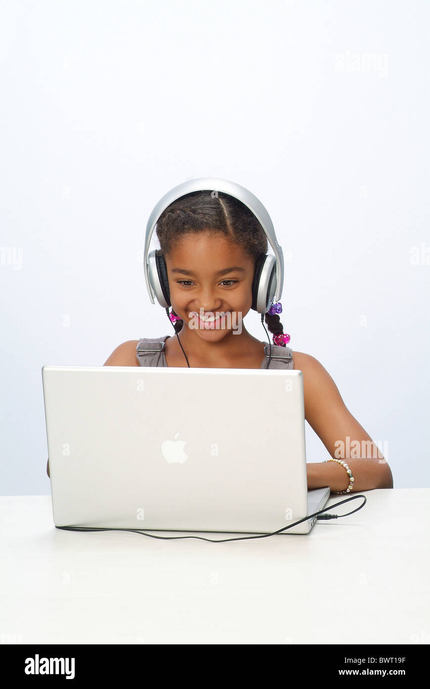 Portrait of a girl with a laptop Stock Photo - Alamy