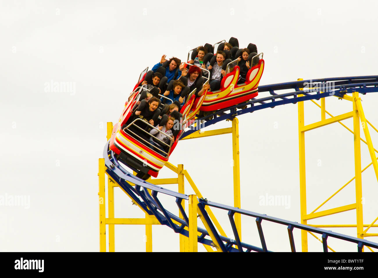 Roller Coaster Amusement Ride In Sideshow Alley Stock Photo Alamy