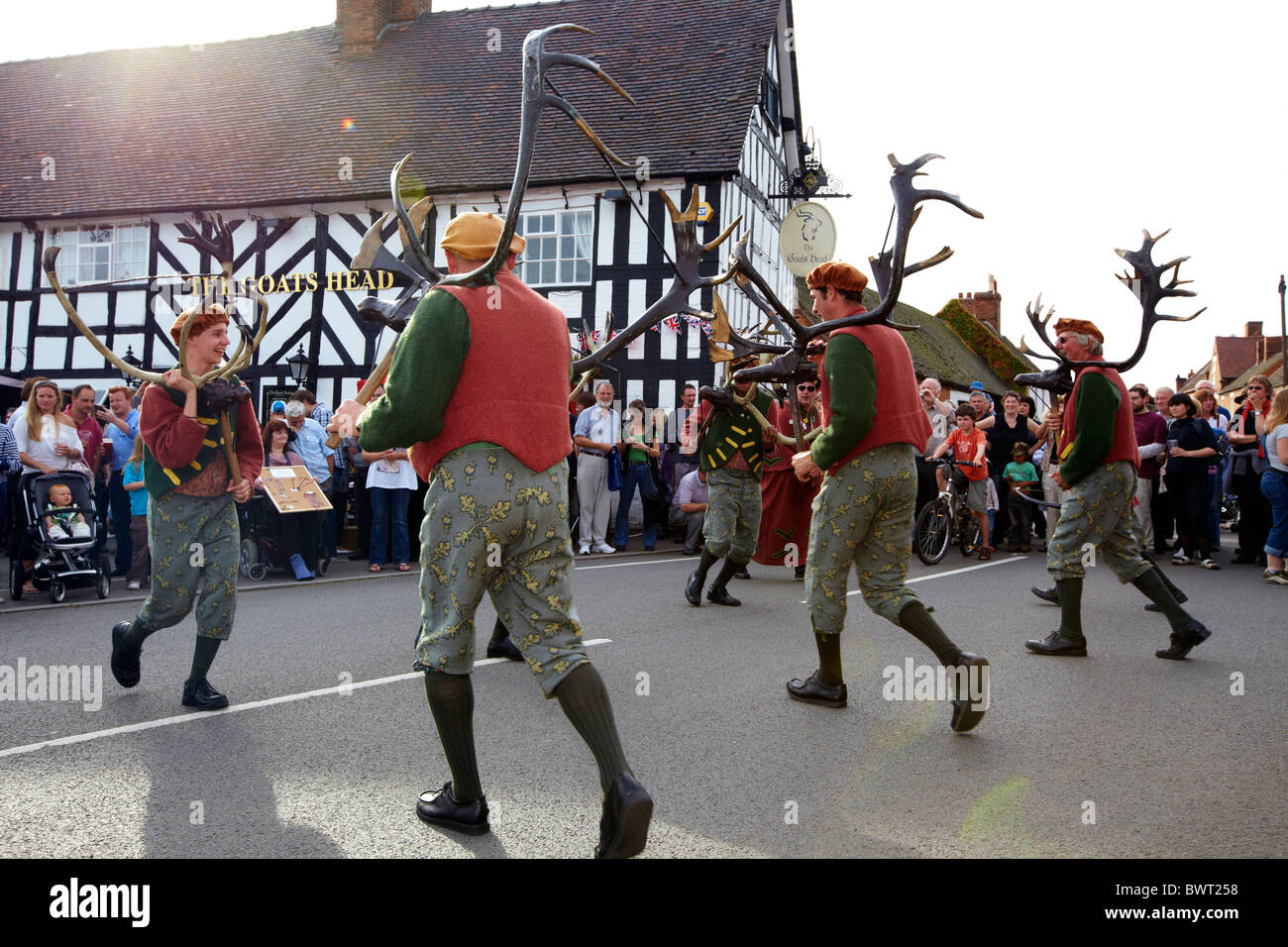Horn Dancers The Abbots Bromley Horn Dance Staffordshire UK Europe Stock Photo