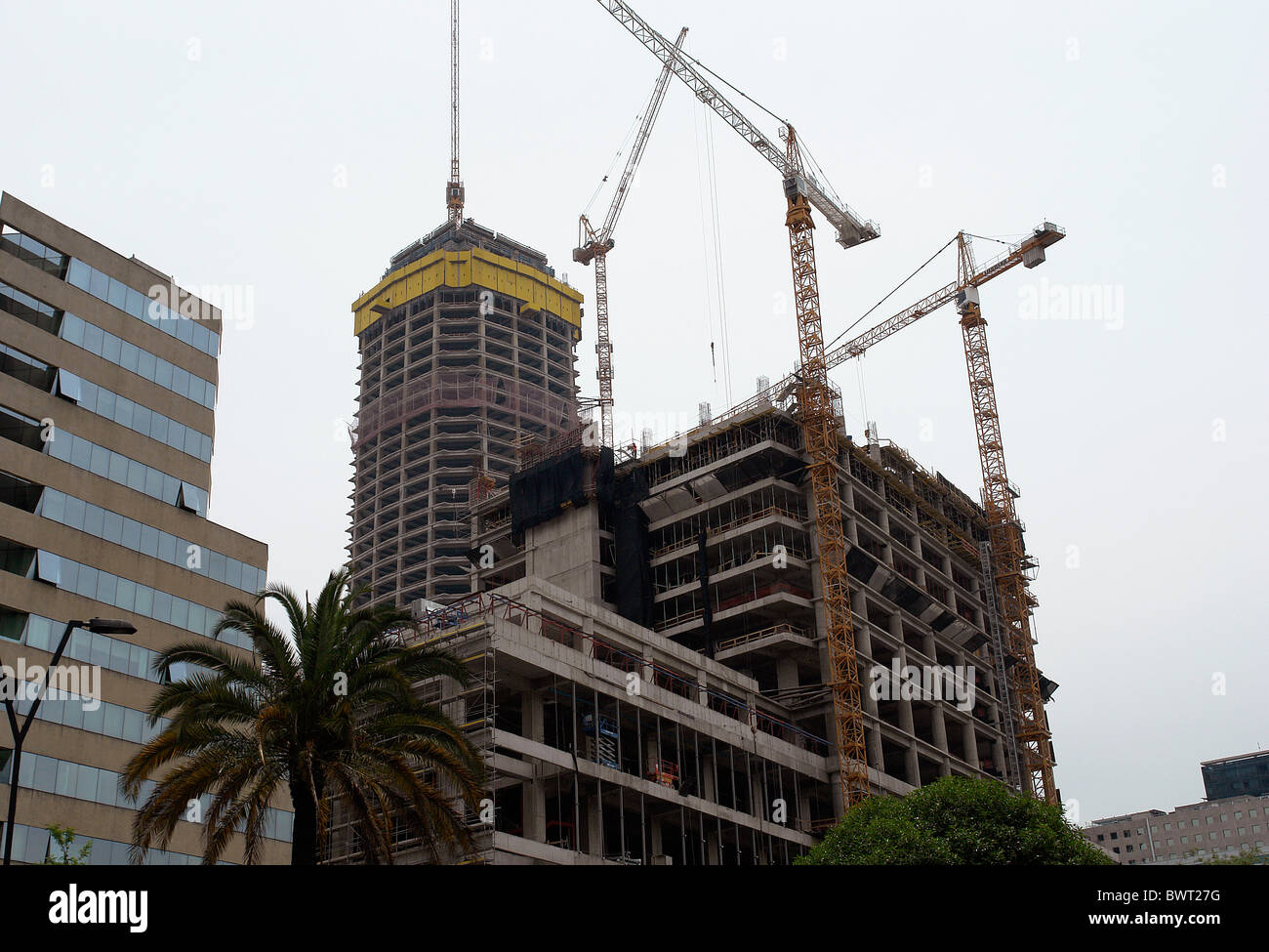 Construction of buildings in Santiago Chili. Stock Photo