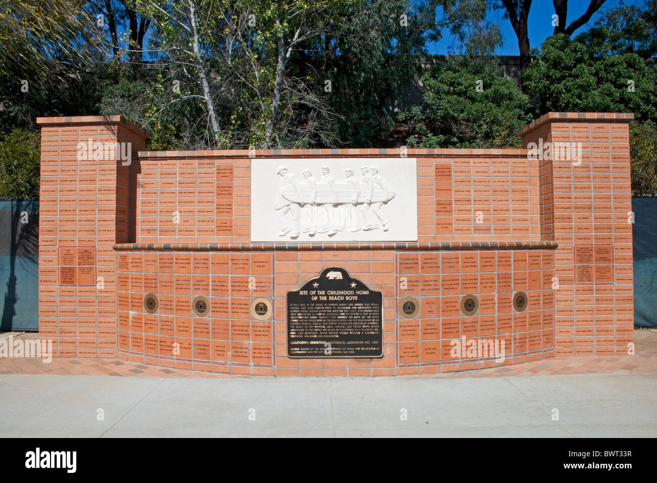 Beach Boys monument at the location of their childhood home in Hawthorne. Los Angeles, California, USA Stock Photo