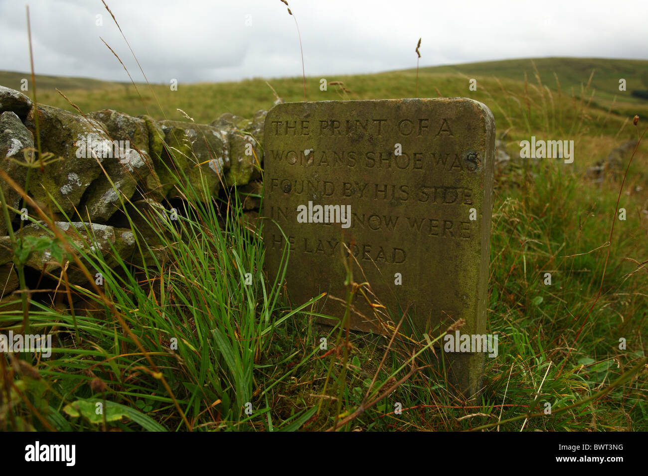 The weird stone from the novel Thursbitch by Alan Garner, found on a Cheshire lane in the peak district. Stock Photo
