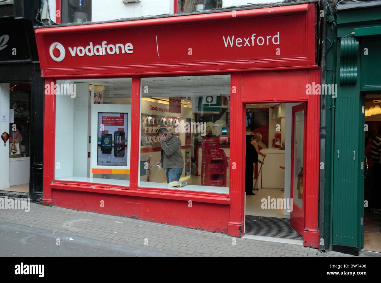 The shop entrance to the Vodafone store on Main Street, Wexford Town