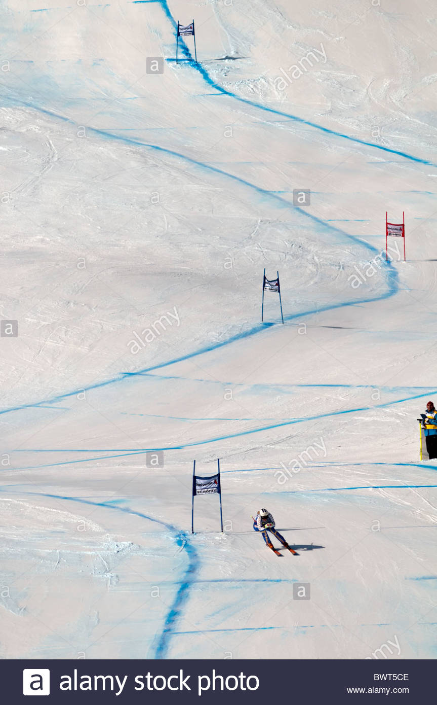 St Moritz Fis World Cup Ladies Super G Ski Race Stock Photo Alamy