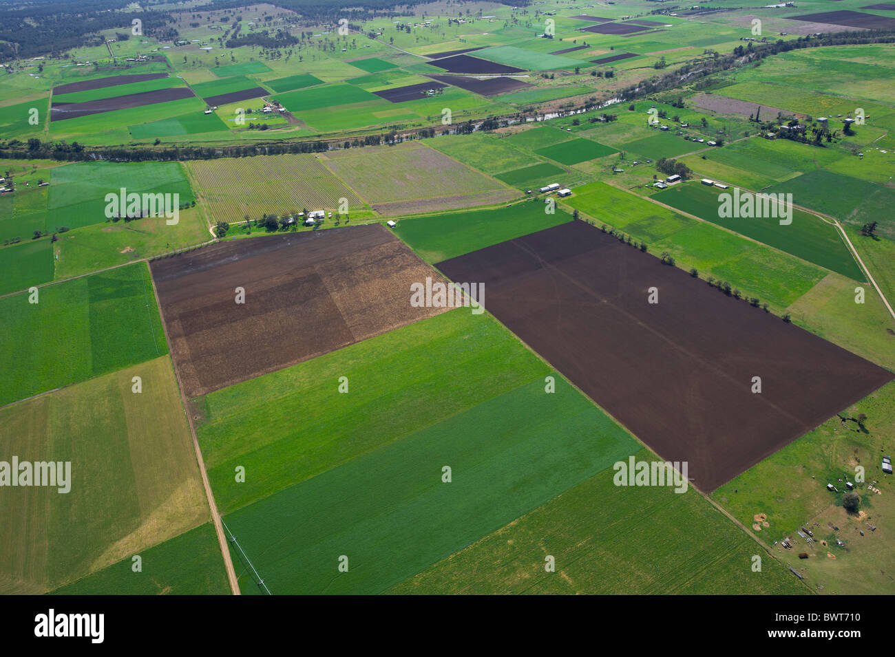 Aerial view of cropping Hunter Valley NSW Australia Stock Photo