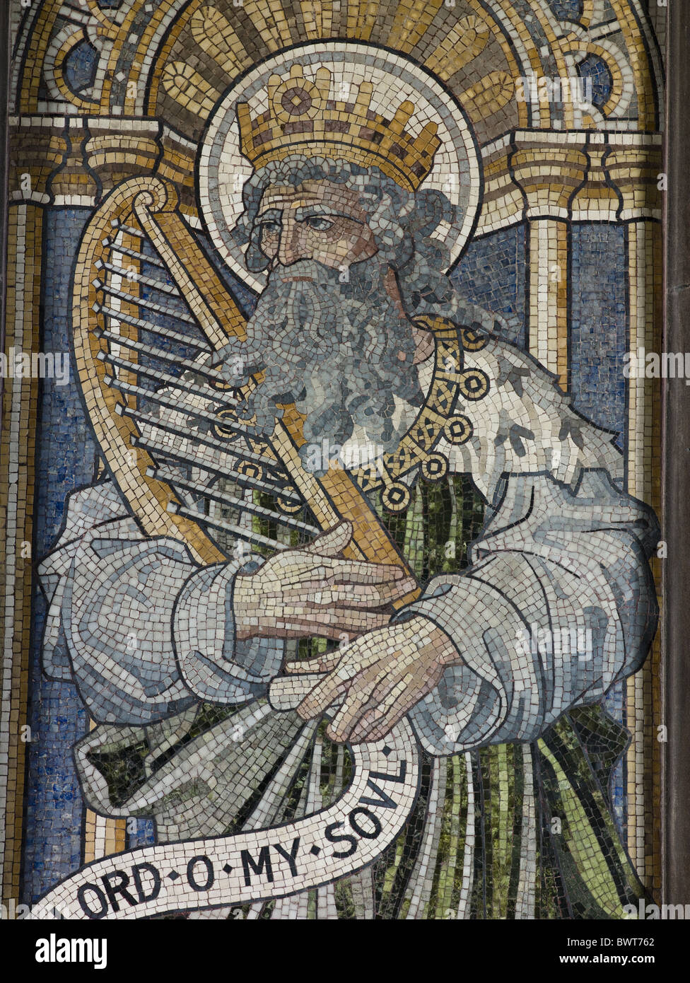 Chester Cathedral King David & harp mosaic Stock Photo