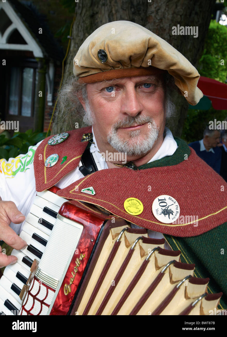 Accordion Player At The Abbots Bromley Horn Dance Staffordshire UK Europe Stock Photo