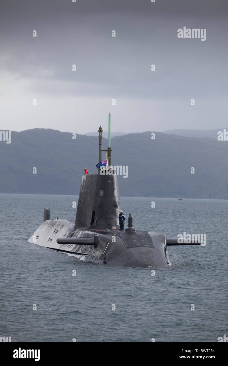 HMS Astute the Royal Navy's most advanced submarine in the waters off the Isle of Skye - pictures onboard of crew Stock Photo