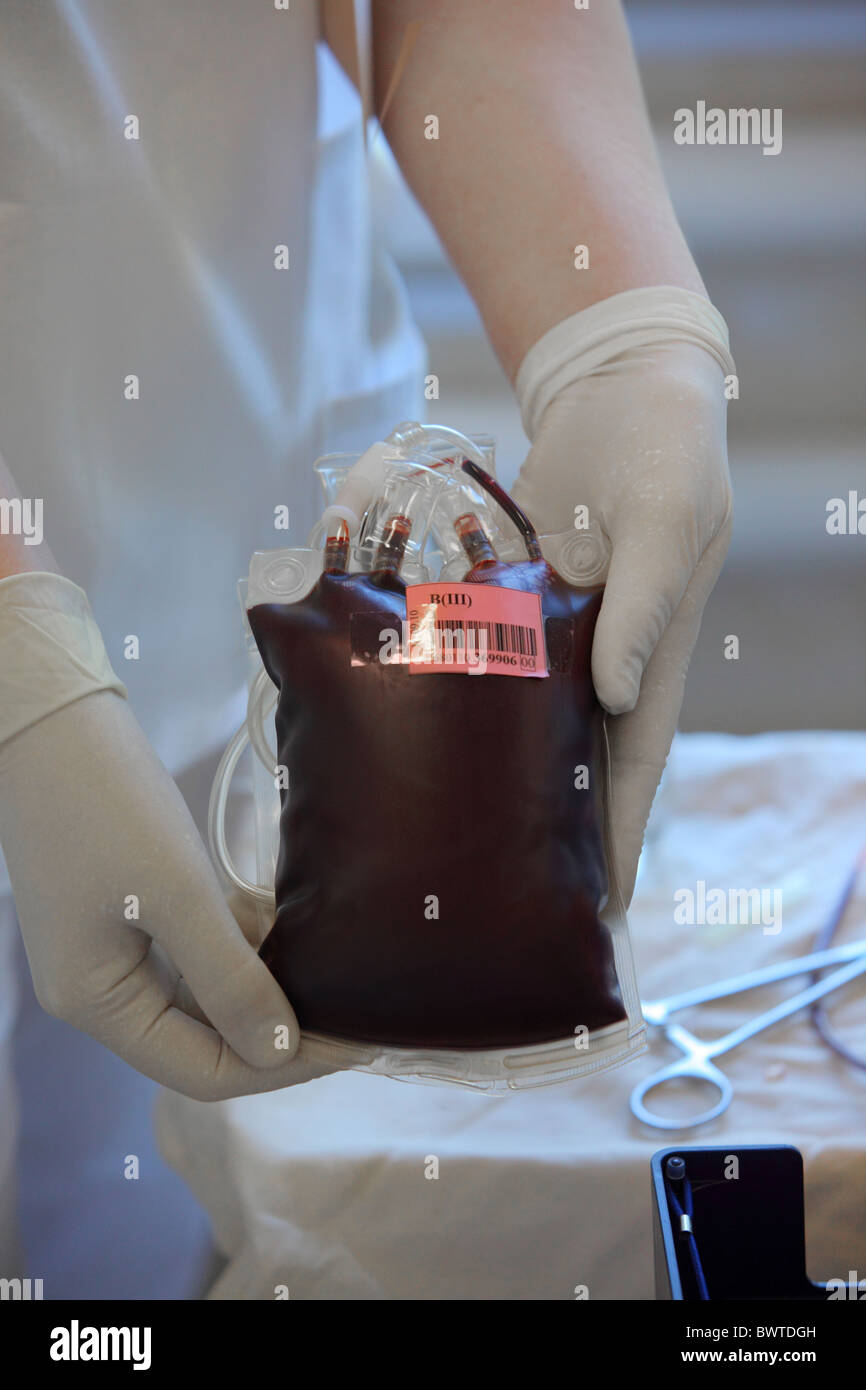 Blood transfusion bag Stock Photo