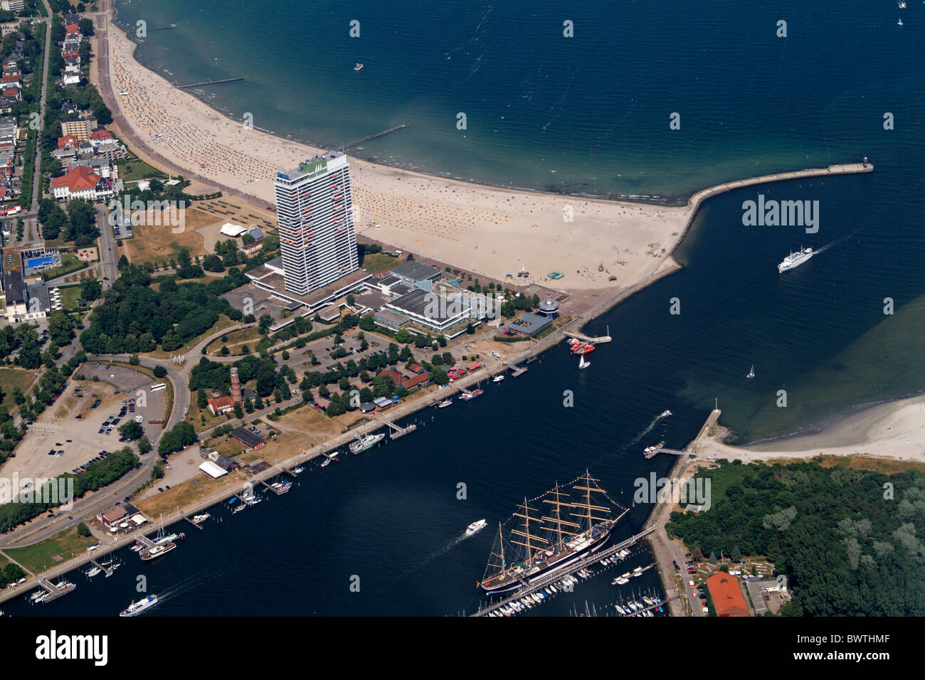 Aerial photograph of the coastline of Travemuende, Baltic Sea, Schleswig-Hostein, Germany Stock Photo