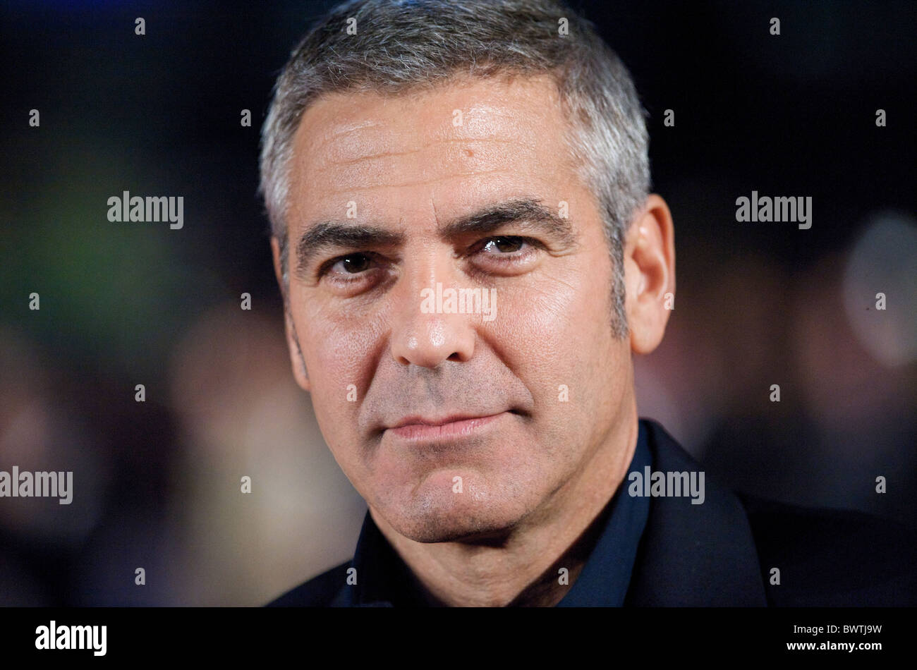 George Clooney attends the premiere of 'The Men Who Stare at Goats,' of which he stars, on Thursday night, October 15, 2009, at Stock Photo