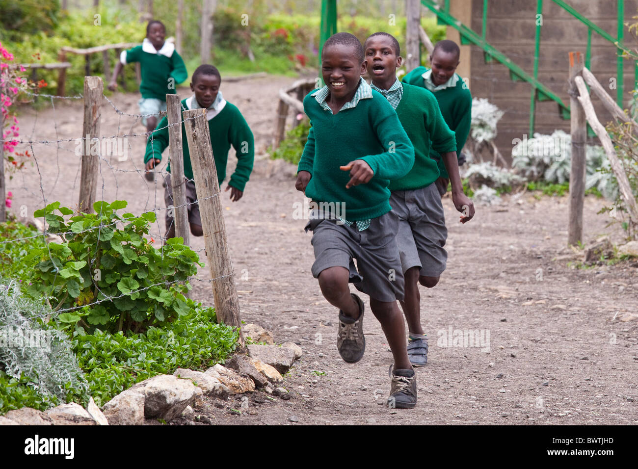 Recess is over, Maji Mazuri Centre and School, Nairobi, Kenya Stock Photo