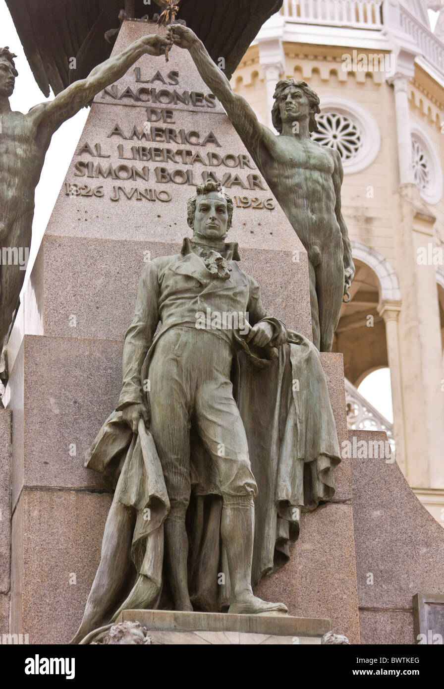 PANAMA CITY, PANAMA - Statue of SImon Bolivar, Plaza Bolivar, in Casco Viejo, historic city center. Stock Photo