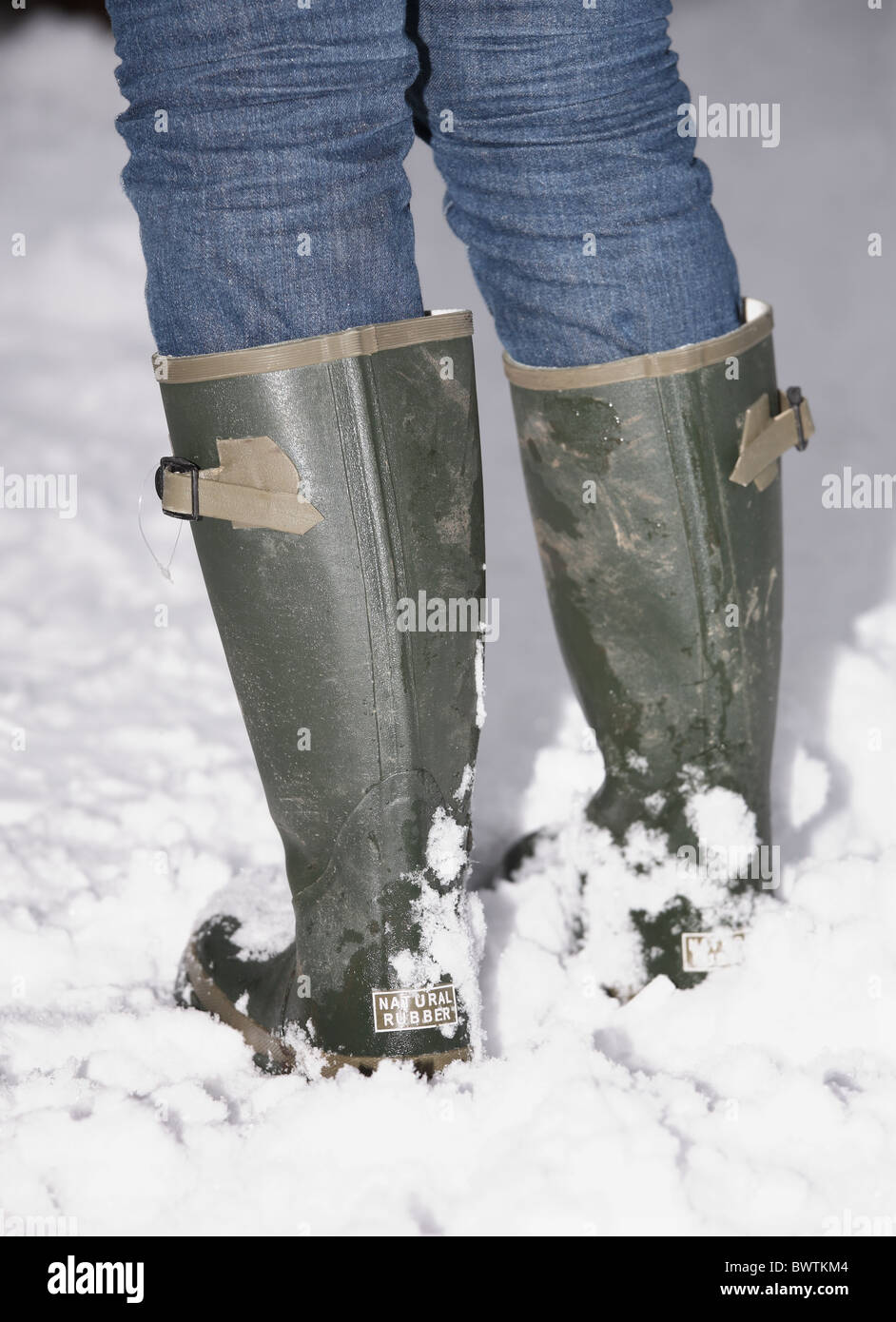 wellington boots in snow Stock Photo - Alamy