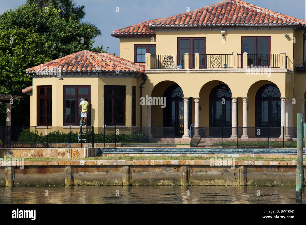 Luxury home on waterfront property in West Palm Beach, Florida, USA