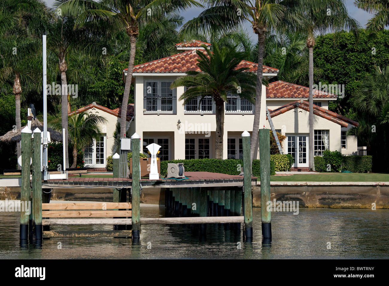 Luxury waterfront mansion in west palm beach florida usa