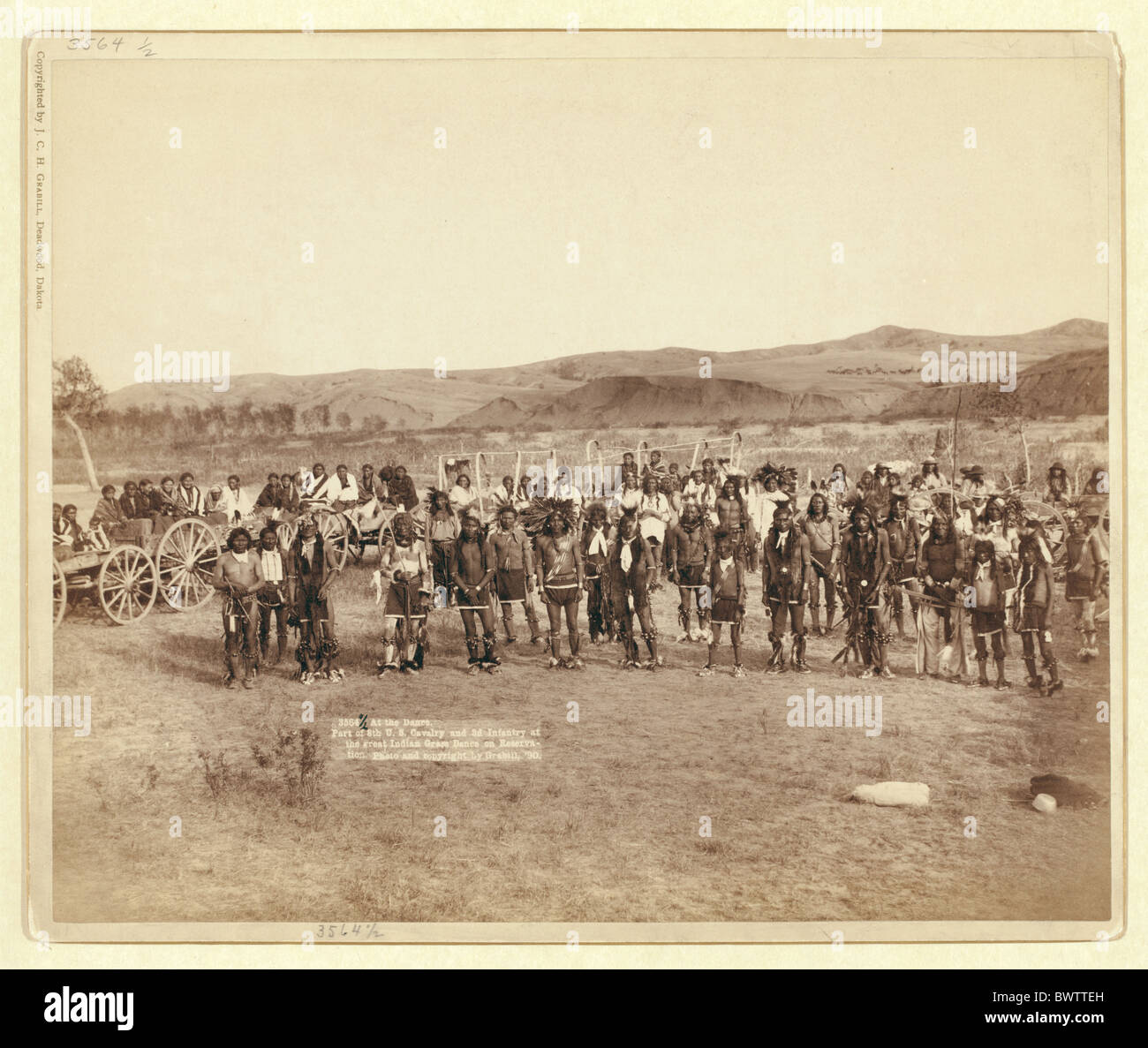 At the Dance wild west U.S. Cavalry Infantry Indian Grass Dance Reservation indians army USA America United Stock Photo