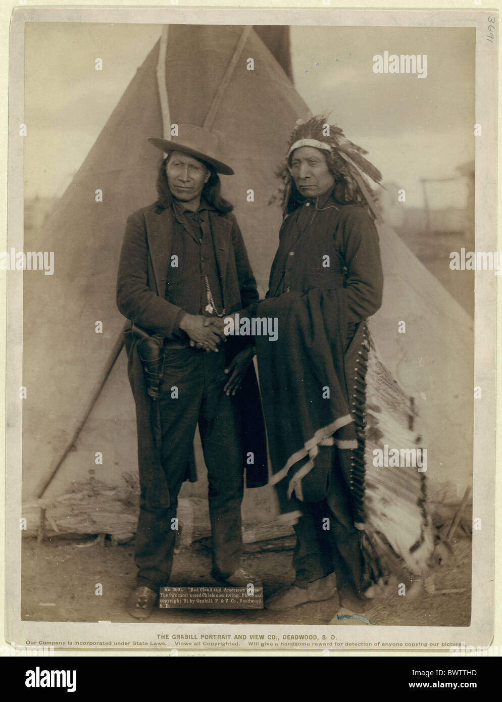 USA. Indians Wild West Red Cloud American Horse chiefs 1891 tipi United States of America history historic h Stock Photo