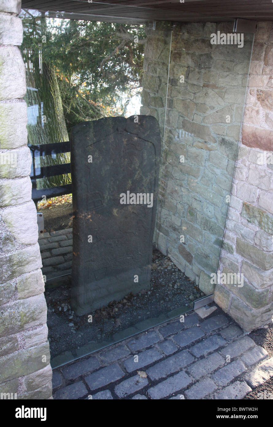 Dunfallandy Stone Pictish Cross Stone Near Pitlochry Scotland November 
